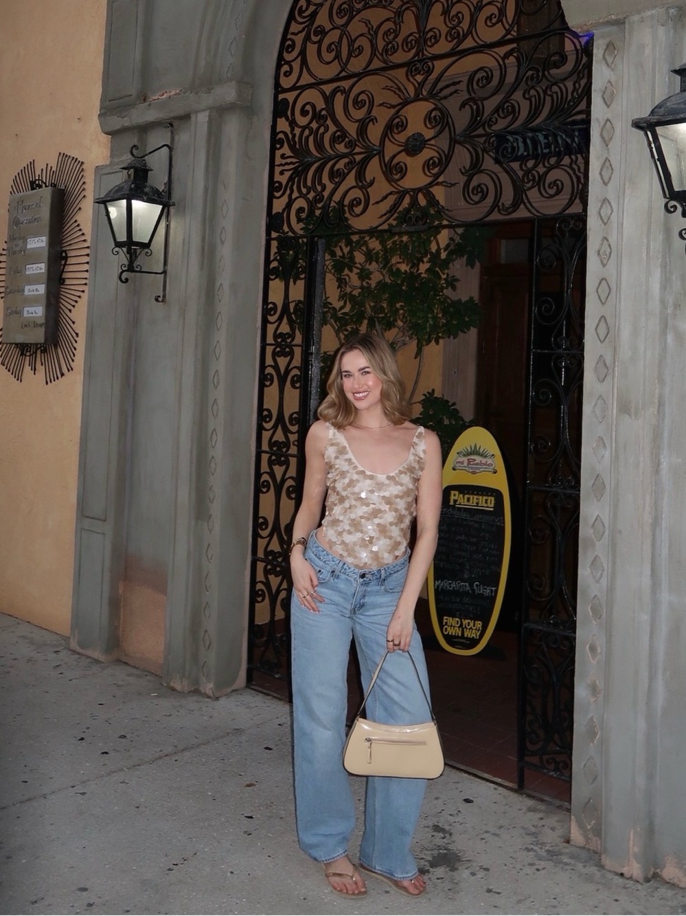 12th Tribe Beige Sequin Tank